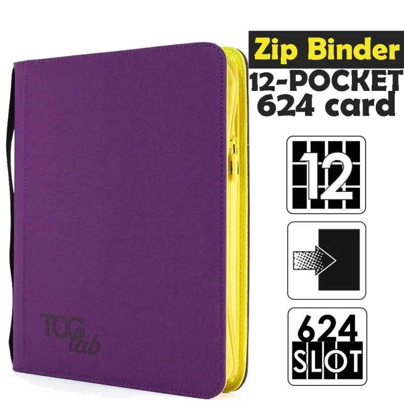 Raccoglitore Zip Binder XL - 12 Pocket (624 Slot) - Zip Gialla Colore Viola