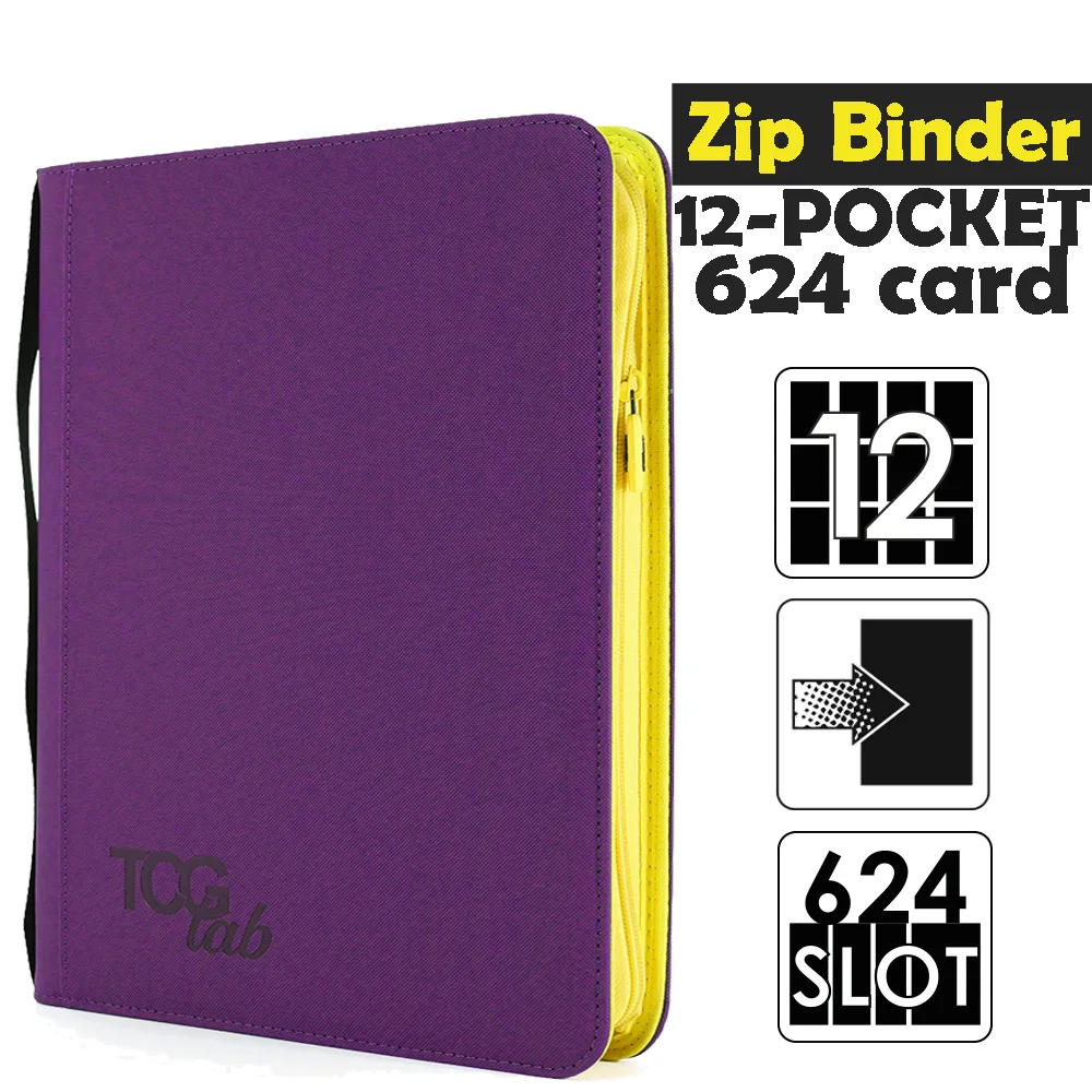 Raccoglitore Zip Binder XL - 12 Pocket (624 Slot) - Zip Gialla Colore Viola