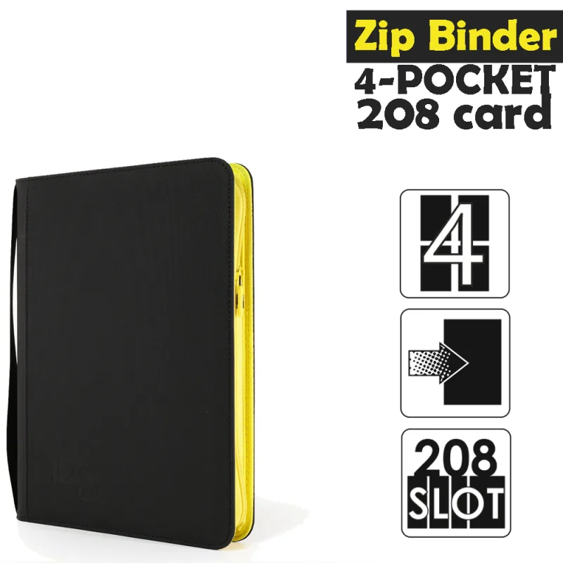 Raccoglitore Zip Binder 4 - 4 Pocket (208 Slot) - Zip Gialla Colore Nero