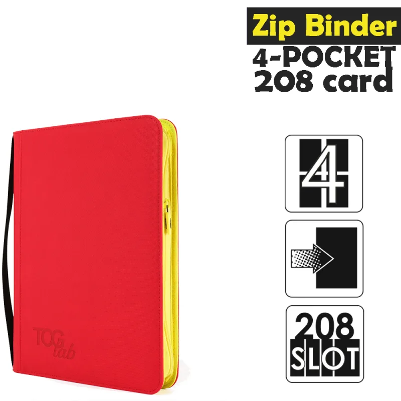 Raccoglitore Zip Binder 4 - 4 Pocket (208 Slot) - Zip Gialla Colore Rosso