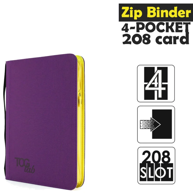 Raccoglitore Zip Binder 4 - 4 Pocket (208 Slot) - Zip Gialla Colore Viola