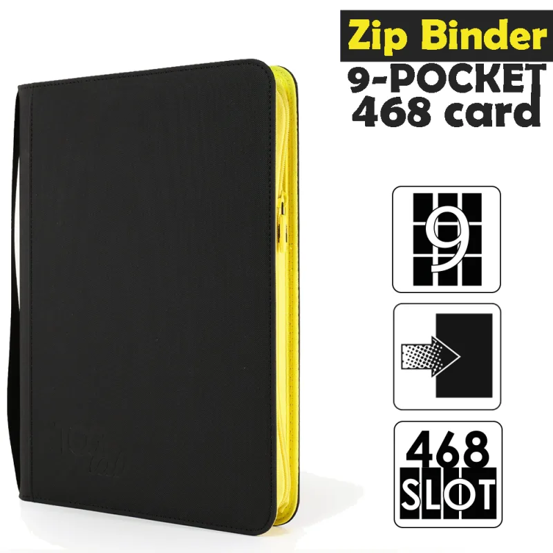 Raccoglitore Zip Binder 9 - 9 Pocket (468 Slot) - Zip Gialla Colore Nero
