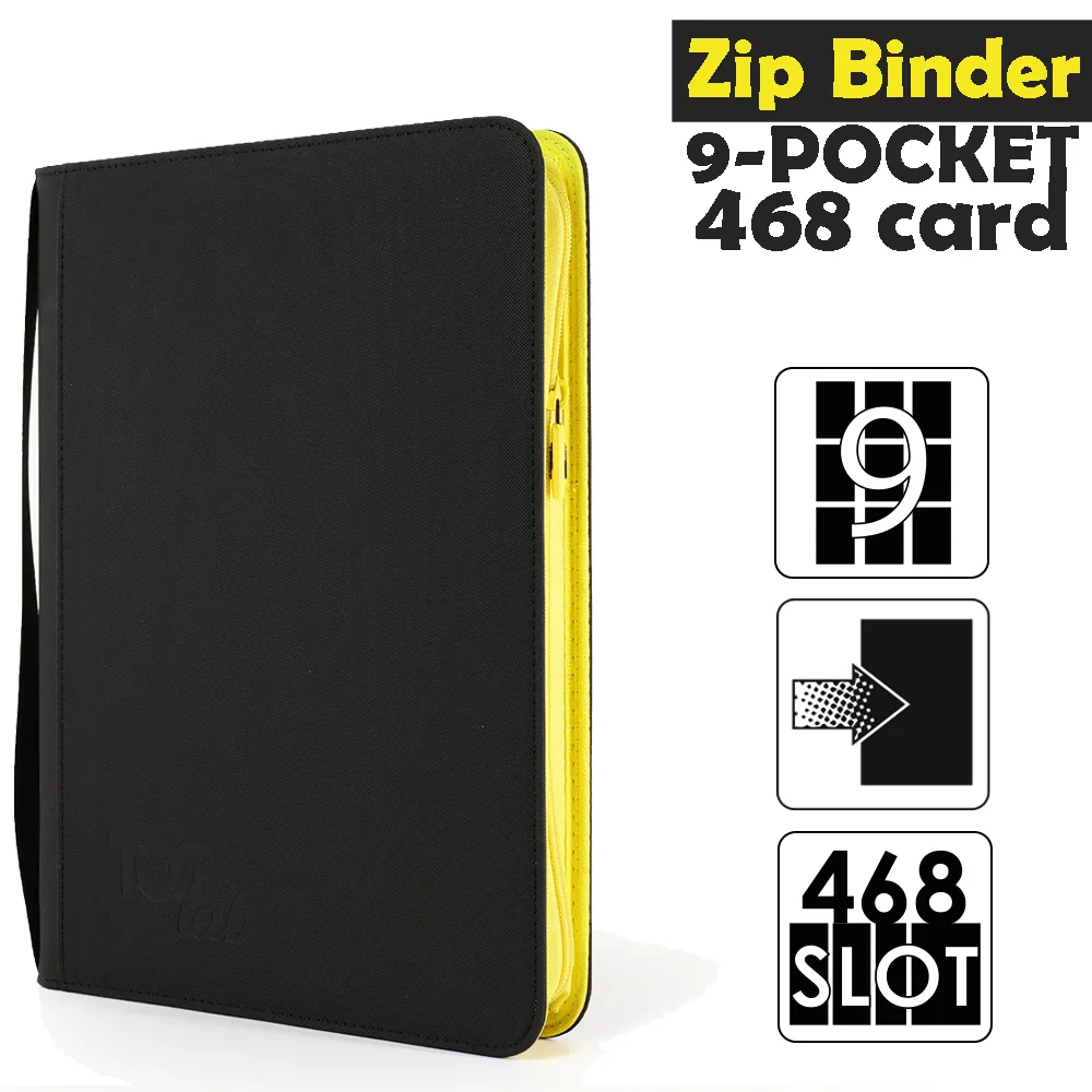 Raccoglitore Zip Binder 9 - 9 Pocket (468 Slot) - Zip Gialla Colore Nero