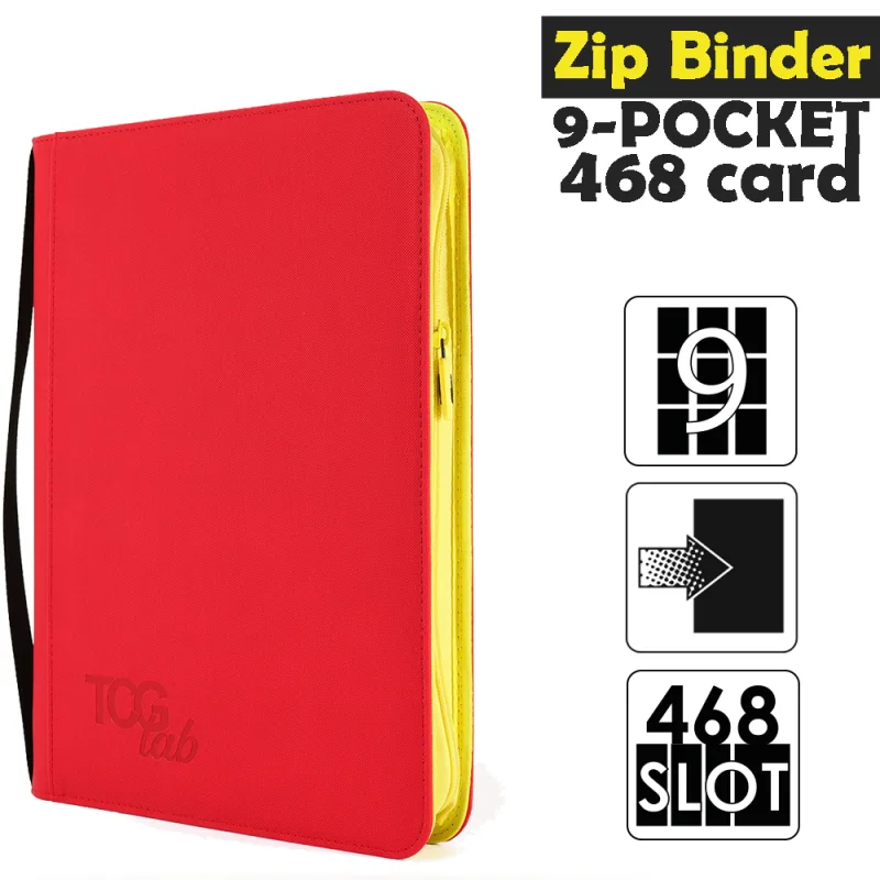 Raccoglitore Zip Binder 9 - 9 Pocket (468 Slot) - Zip Gialla Colore Rosso