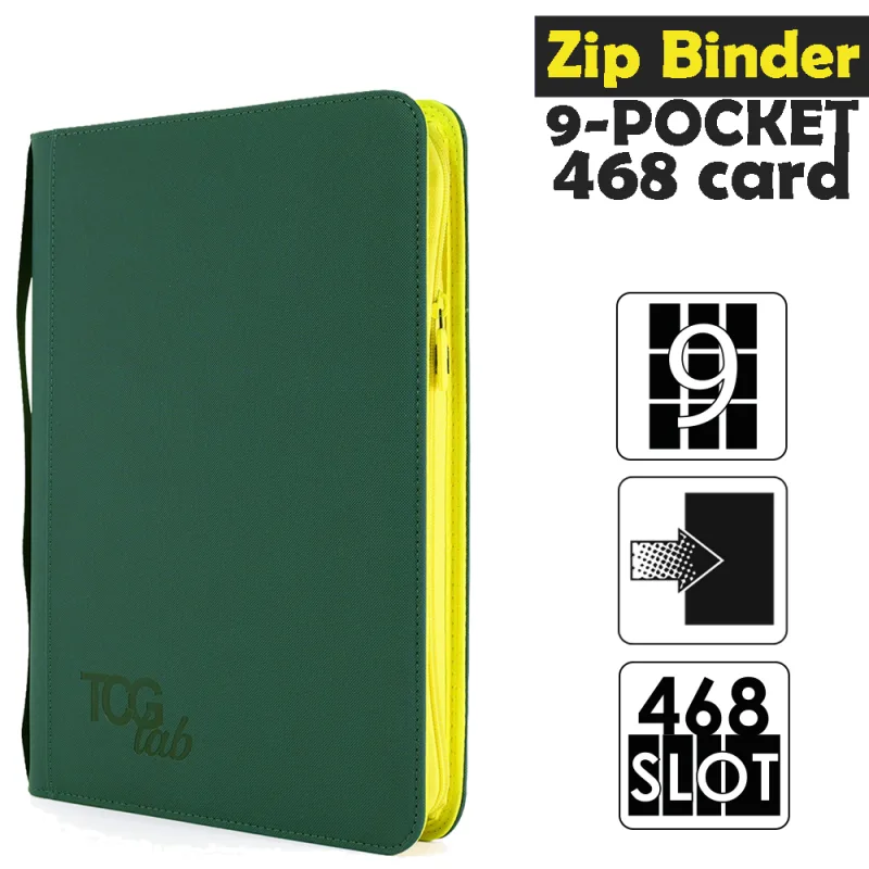 Raccoglitore Zip Binder 9 - 9 Pocket (468 Slot) - Zip Gialla Colore Verde