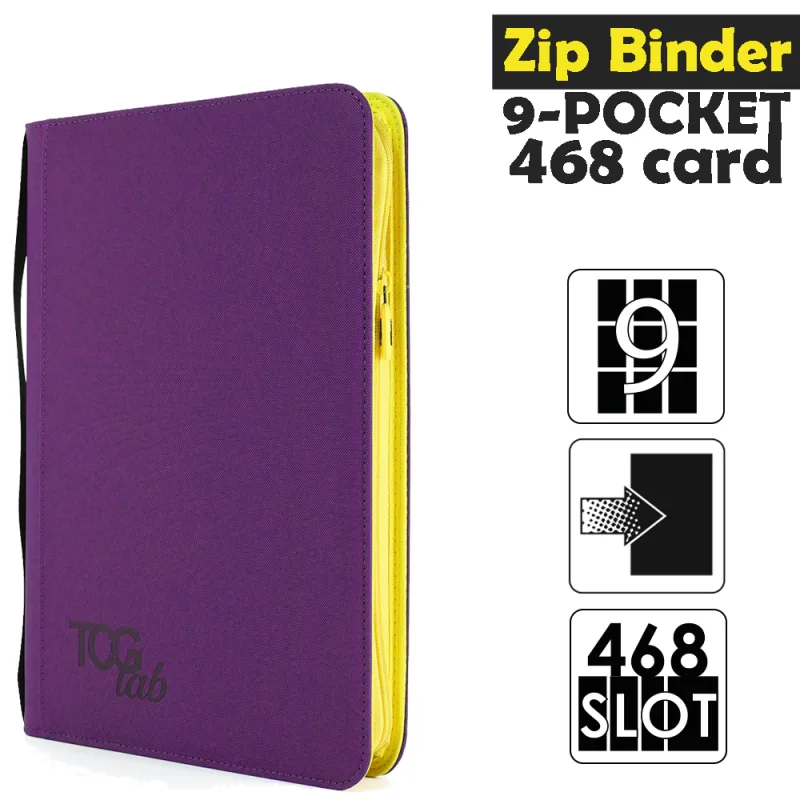 Raccoglitore Zip Binder 9 - 9 Pocket (468 Slot) - Zip Gialla Colore Viola