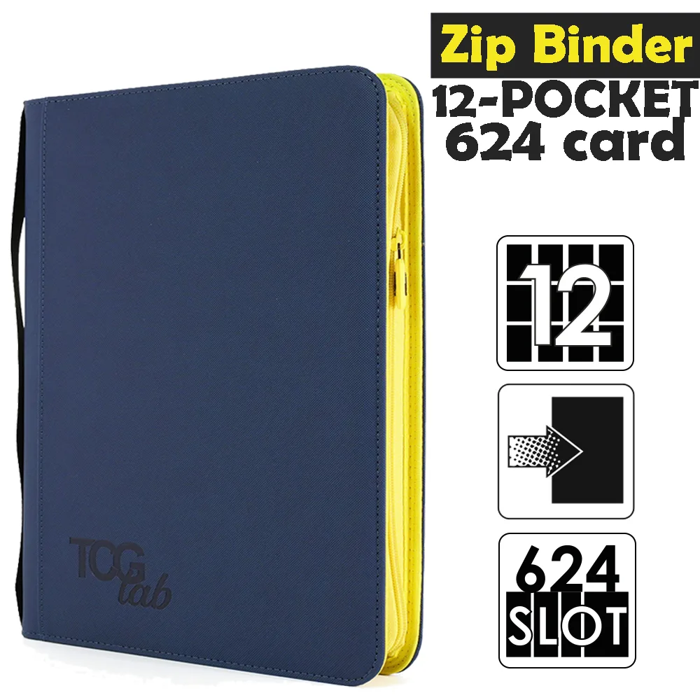 Raccoglitore Zip Binder XL - 12 Pocket (624 Slot) - Zip Gialla Colore Blu