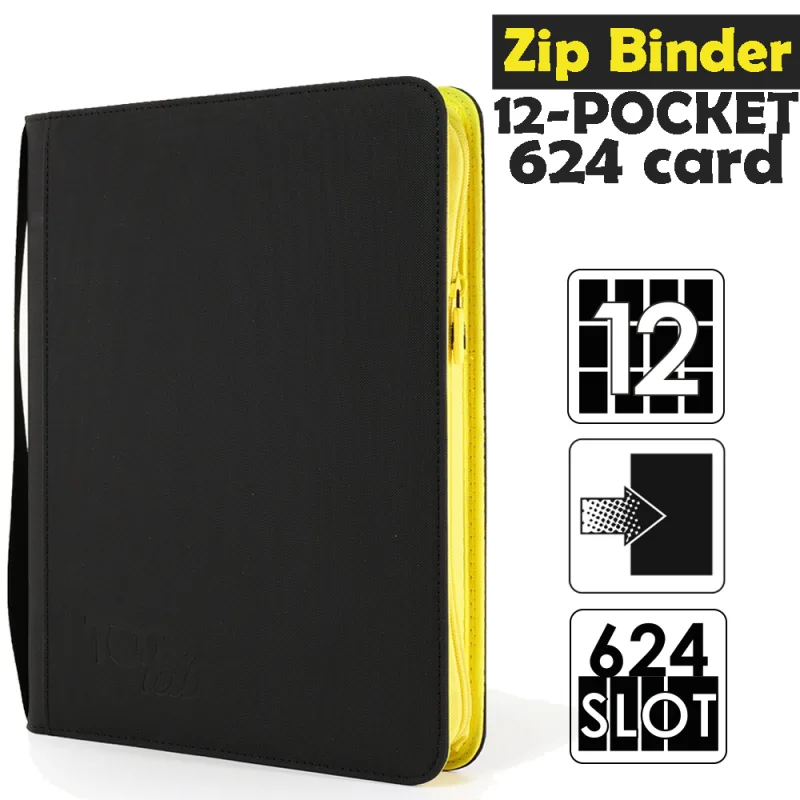 Raccoglitore Zip Binder XL - 12 Pocket (624 Slot) - Zip Gialla Colore Nero
