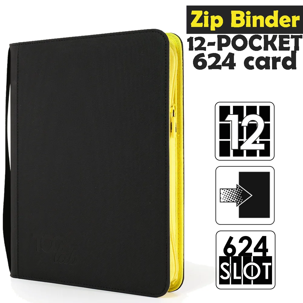Raccoglitore Zip Binder XL - 12 Pocket (624 Slot) - Zip Gialla Colore Nero
