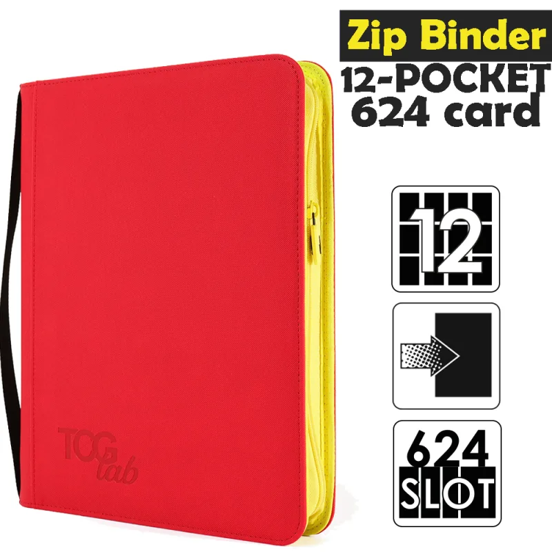 Raccoglitore Zip Binder XL - 12 Pocket (624 Slot) - Zip Gialla Colore Rosso