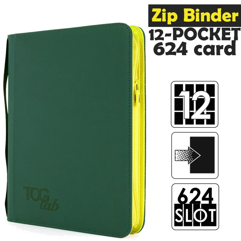 Raccoglitore Zip Binder XL - 12 Pocket (624 Slot) - Zip Gialla Colore Verde