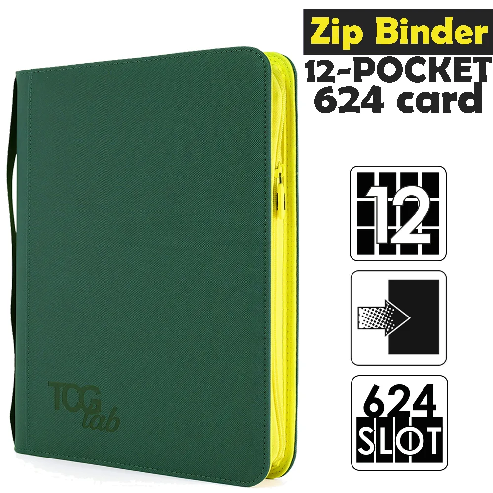 Raccoglitore Zip Binder XL - 12 Pocket (624 Slot) - Zip Gialla Colore Verde