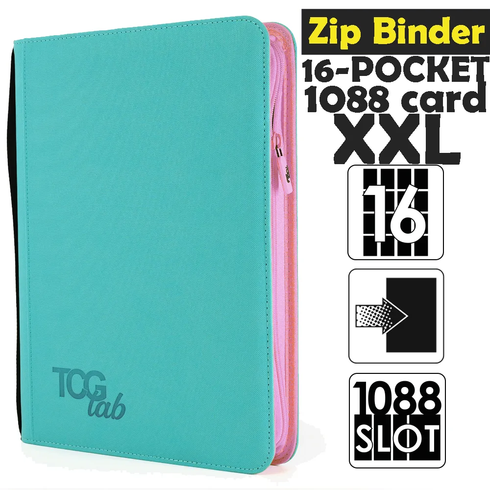 Raccoglitore Zip Binder XXL - 16 Pocket (1088 Slot) - Zip Rosa Colore Celeste