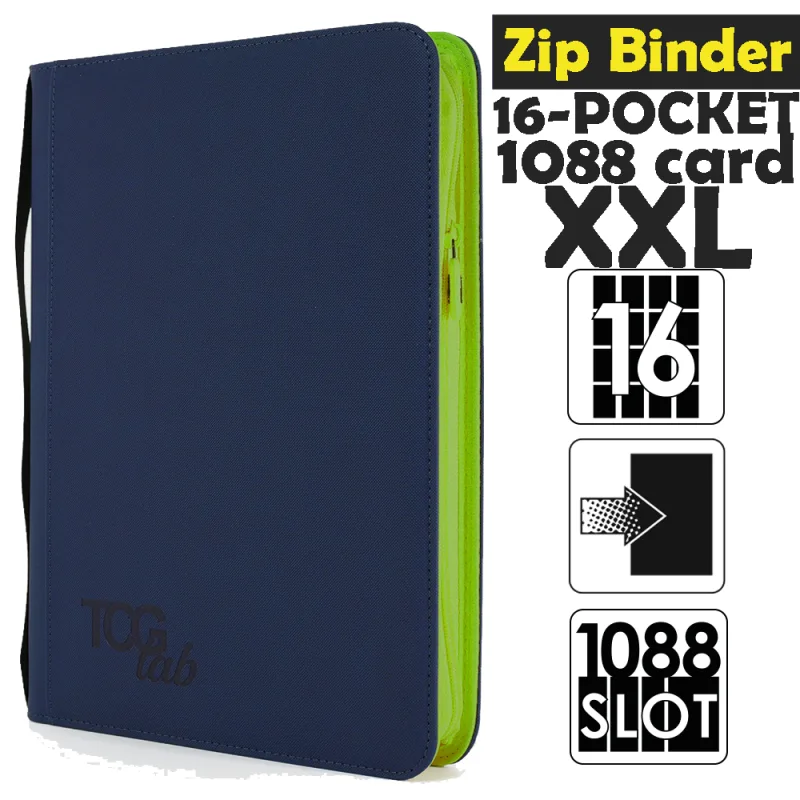 Raccoglitore Zip Binder XXL - 16 Pocket (1088 Slot) - Zip Verde Colore Blu