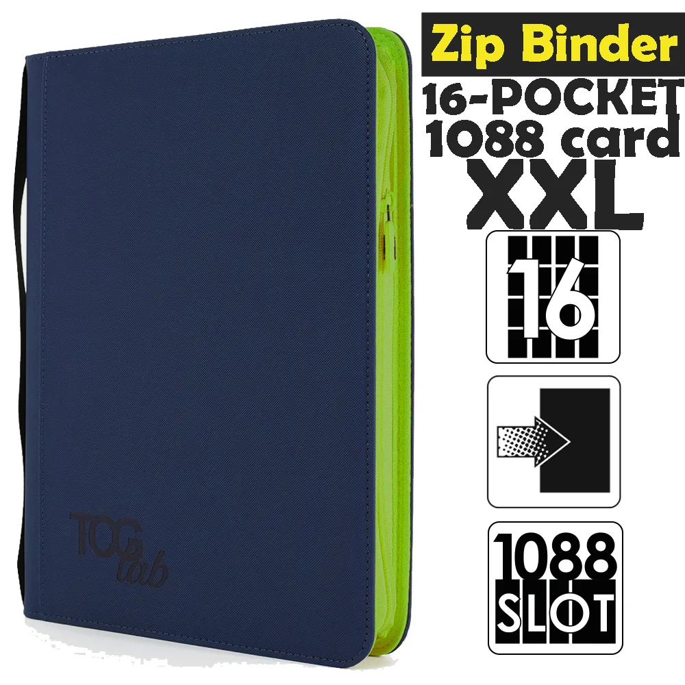 Raccoglitore Zip Binder XXL - 16 Pocket (1088 Slot) - Zip Verde Colore Blu